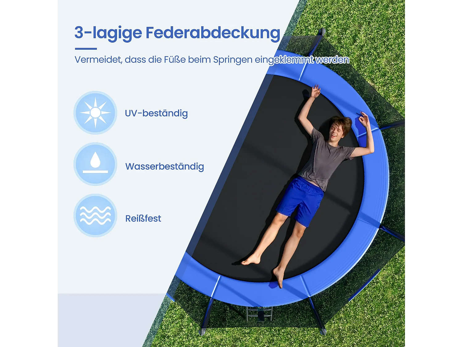 Trampolin 305 cm, havetrampolin, med sikkerhedsnet