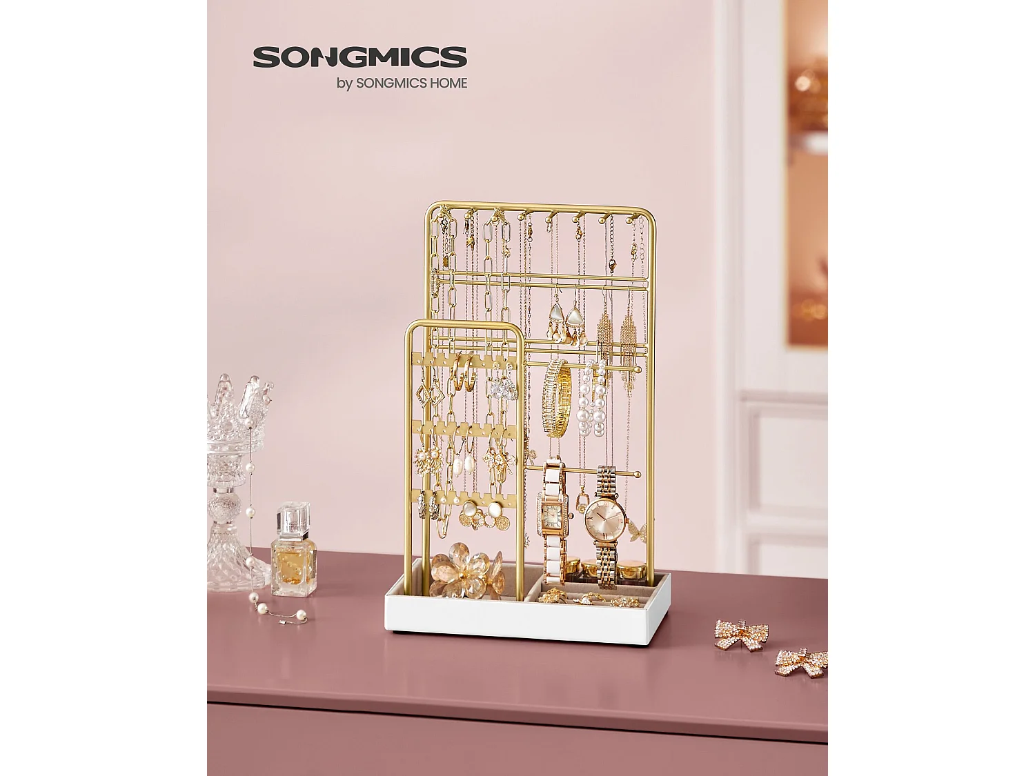 Schmuckständer Metallrahmen Geschenkidee goldfarbig