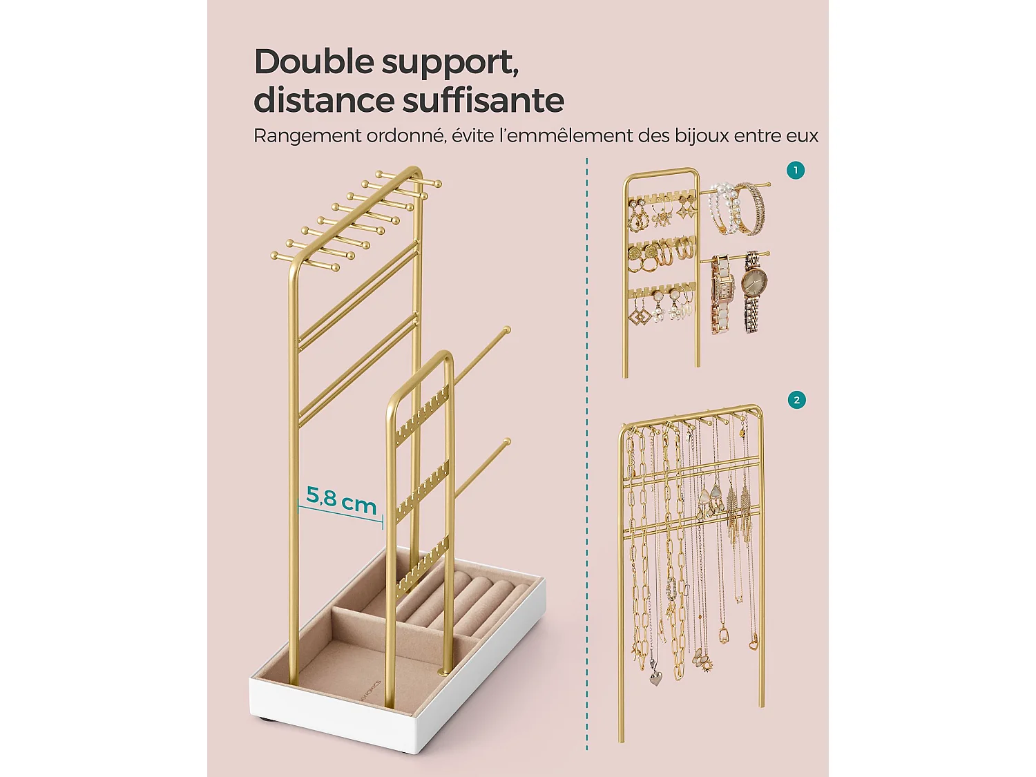 Schmuckständer Metallrahmen Geschenkidee goldfarbig