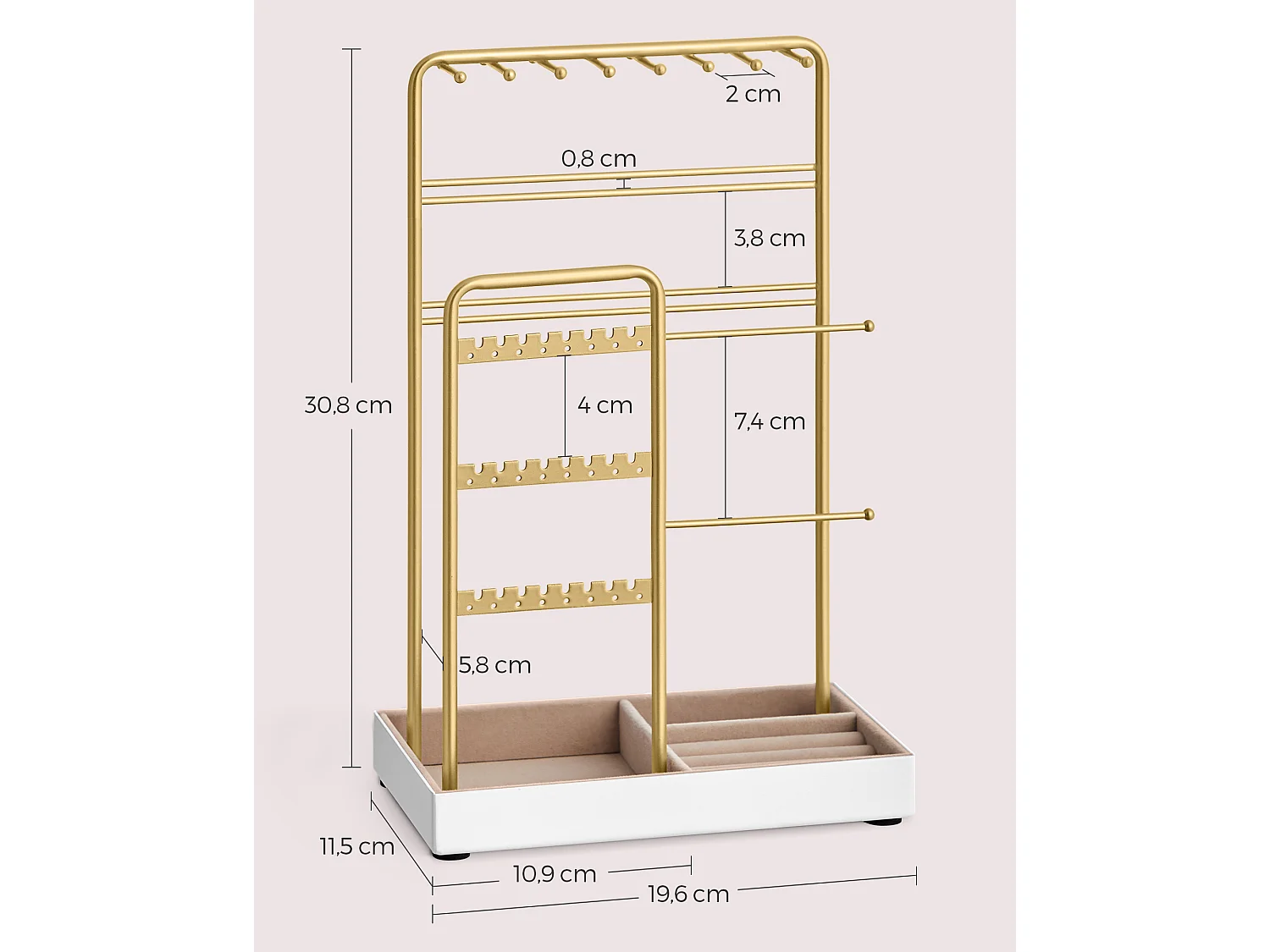 Schmuckständer Metallrahmen Geschenkidee goldfarbig
