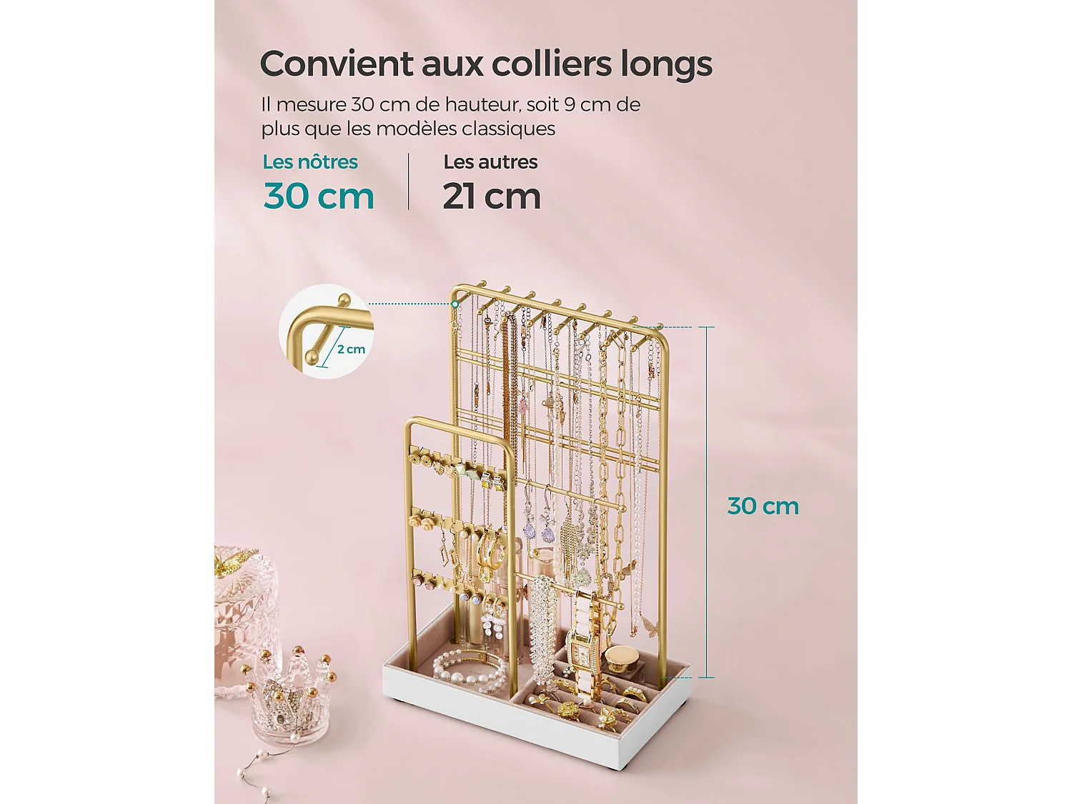 Schmuckständer Metallrahmen Geschenkidee goldfarbig