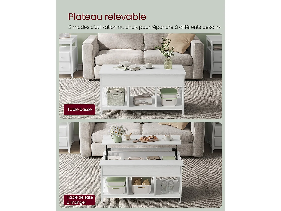 Coffee table height-adjustable living room table
