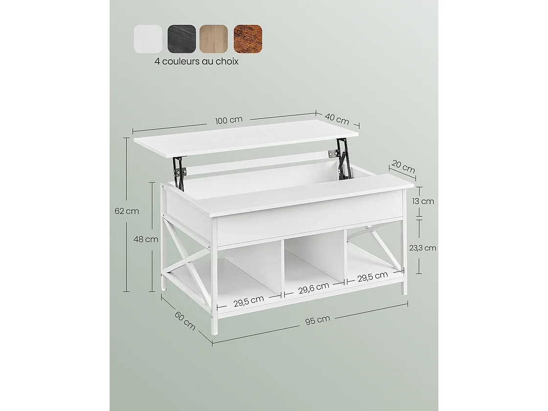 Coffee table height-adjustable living room table