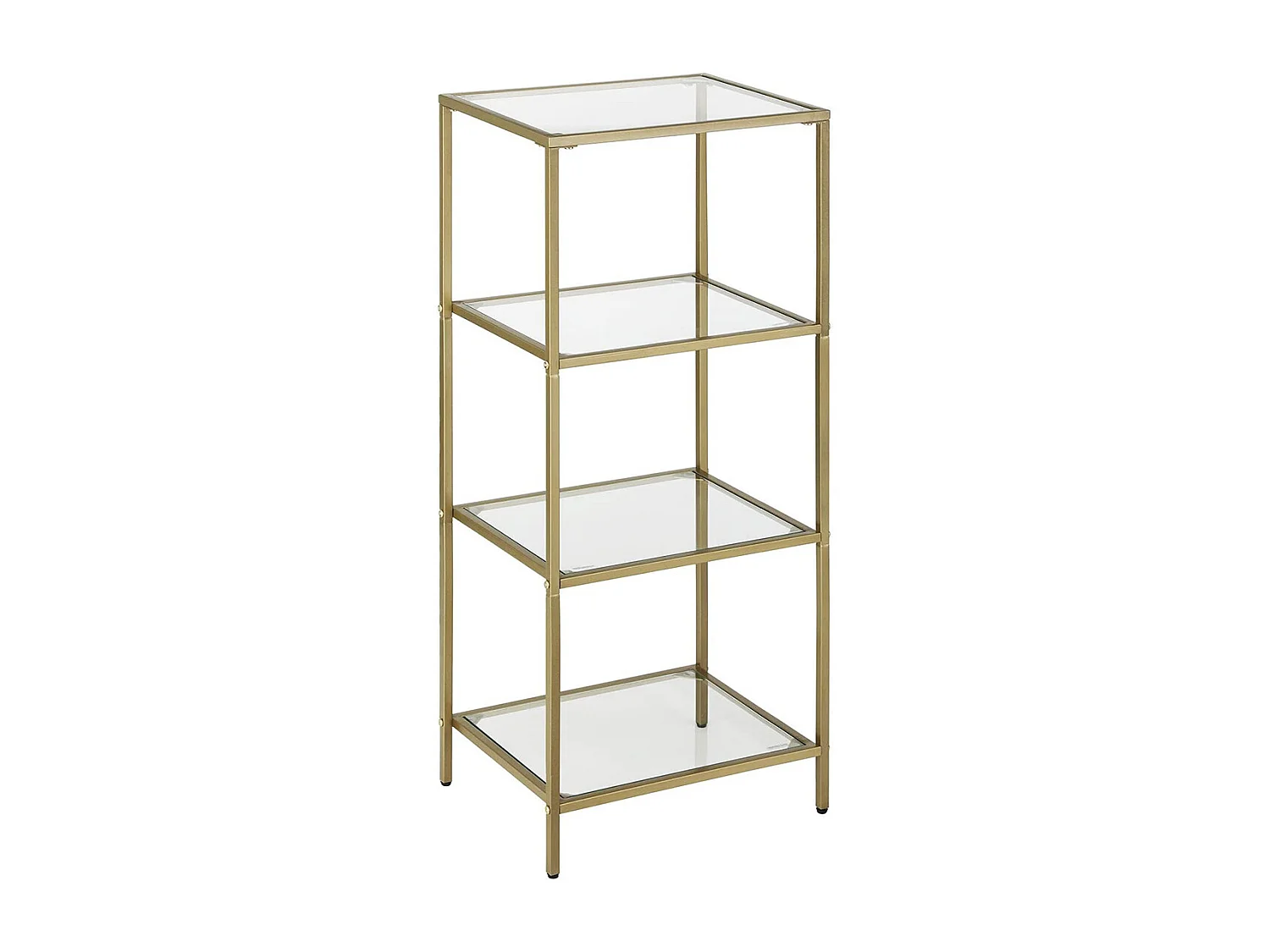 VASAGLE Scaffale per il bagno, scaffale in vetro temperato, contenitore a 4 livelli, robusto, facile da montare, per soggiorno, camera da letto, ufficio, dorato