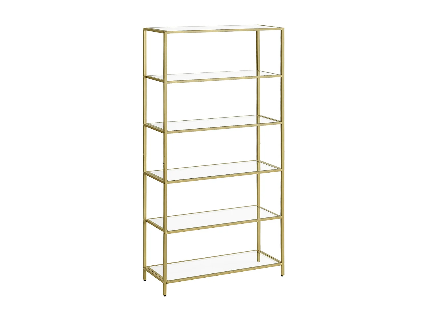 VASAGLE Bookcase, 6-Tier Bookshelf, Slim Shelving Unit for Bedroom, Bathroom, Home Office, Tempered Glass, Steel Frame