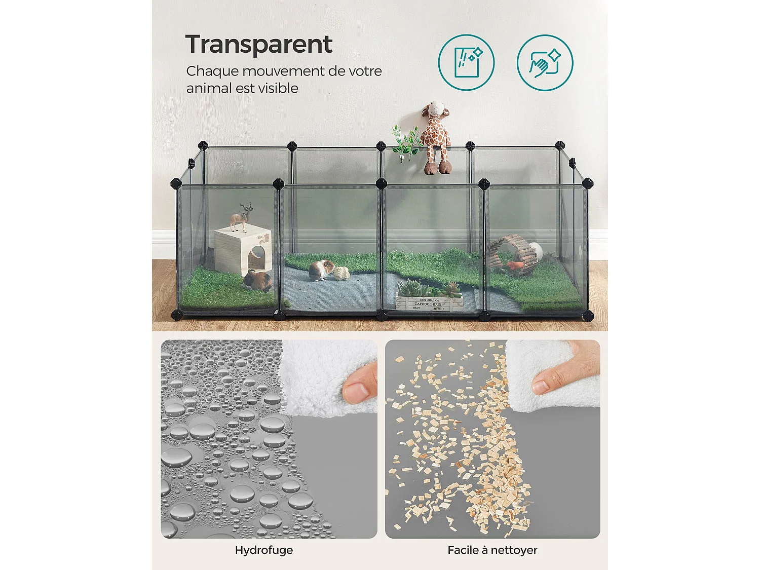 Freigehege aus Kunststoff Grau