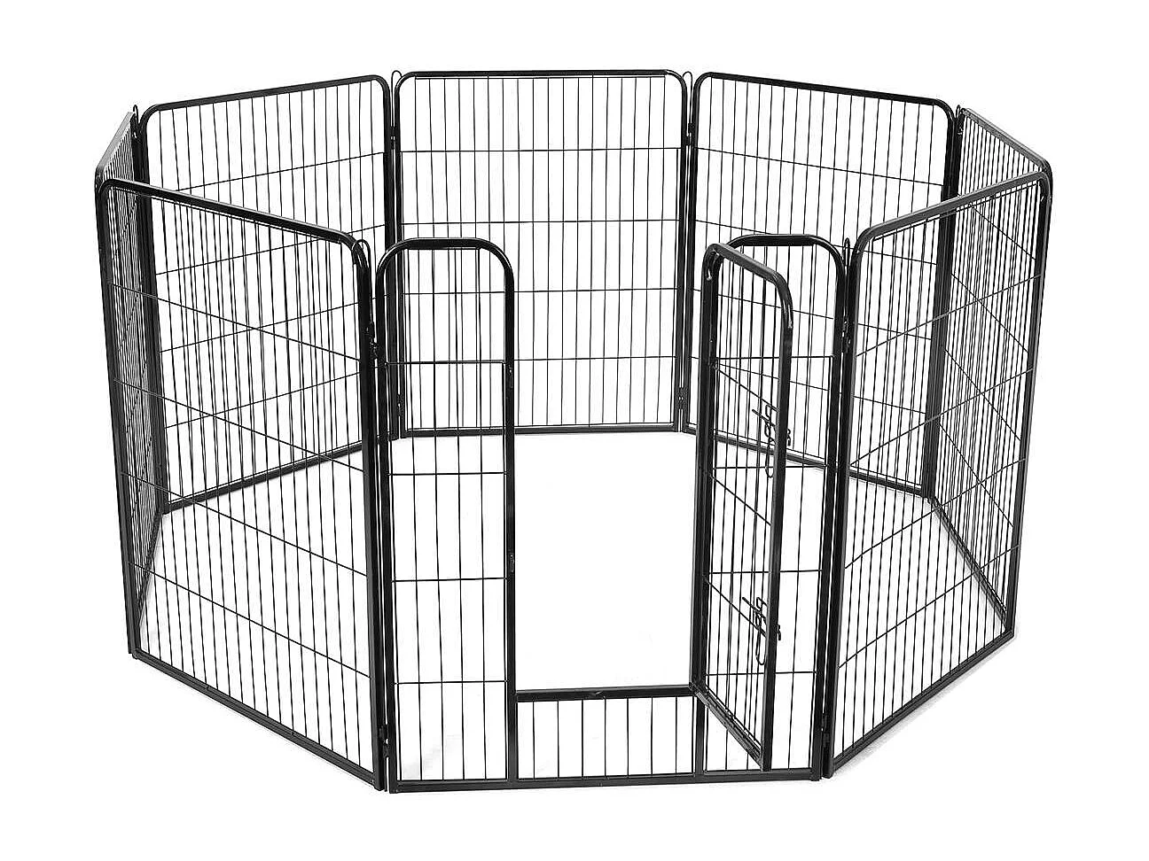 FEANDREA 8-Panel Pet Playpen, Heave-Duty Dog Enclosure, 77 x 100 cm, Black PPK81H
