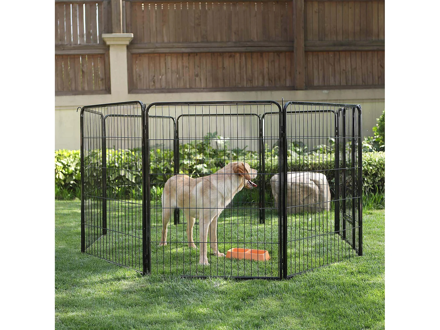 FEANDREA 8-Panel Pet Playpen, Heave-Duty Dog Enclosure, 77 x 100 cm, Black PPK81H