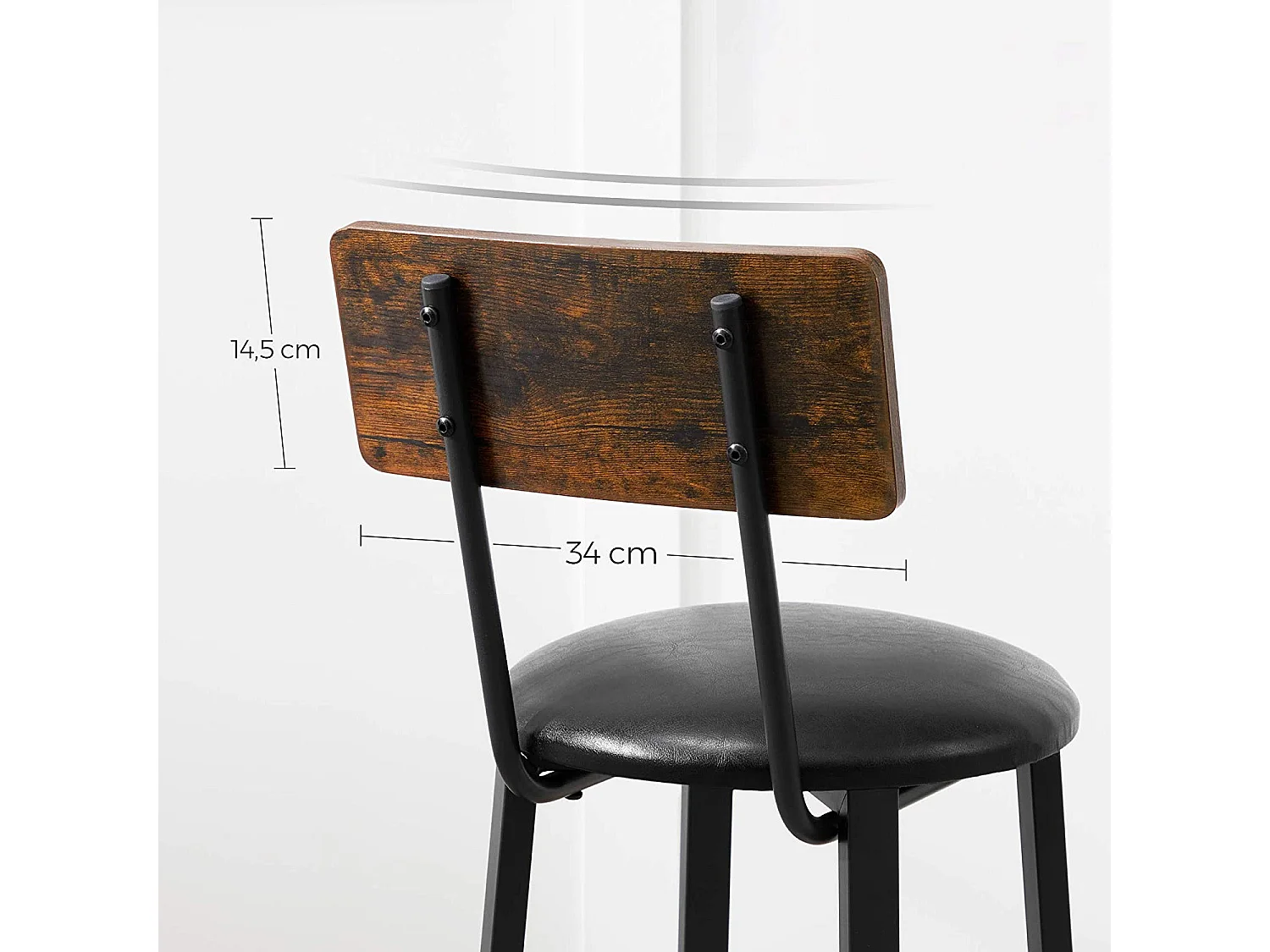 VASAGLE Sæt med 2 barstole 39 x 39 x 100 cm med fodstøtte PU-betræk Nem montering til spisestue, køkken og bar Vintage Brown Black LBC069B81V1