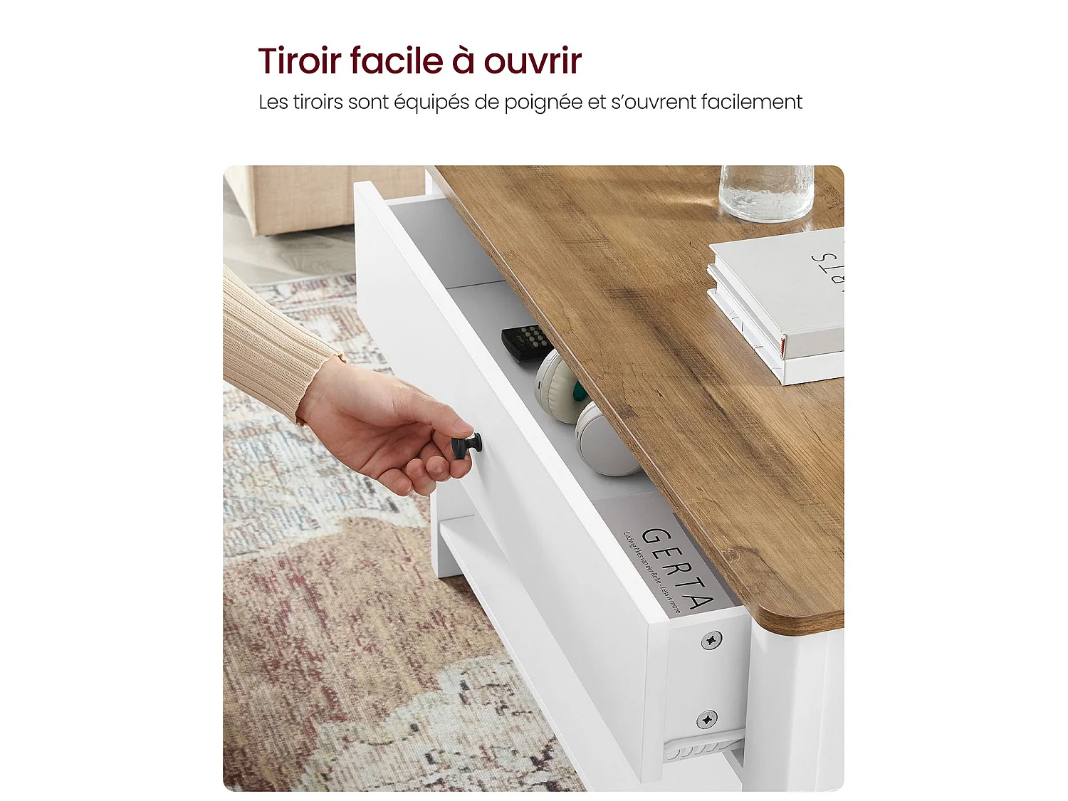 Coffee table with 2 drawers