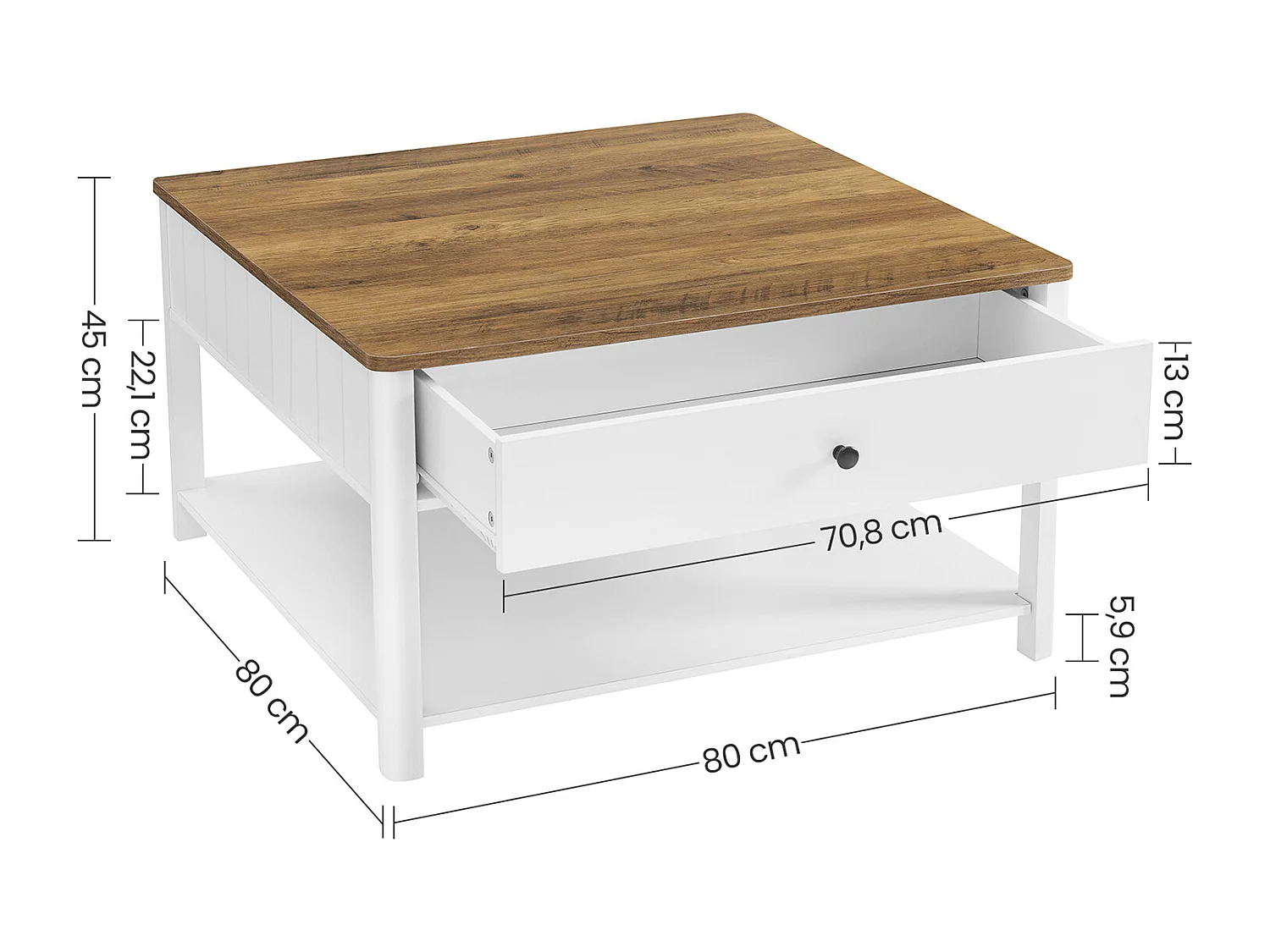 Coffee table with 2 drawers