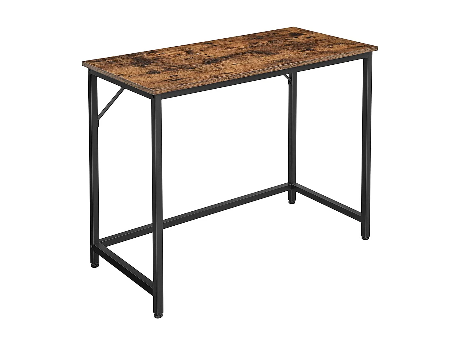 Computerbord, skrivebord, lille kontorbord, 50 x 100 x 75 cm, studie, hjemmekontor, enkel montering, stål, industrielt design, rustik brun og sort LWD41XV1