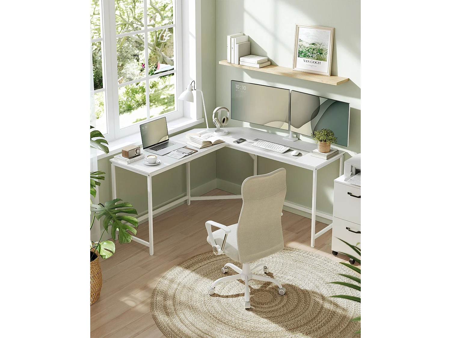 L-formet skrivebord 149 x 149 x 76 cm pladsbesparende