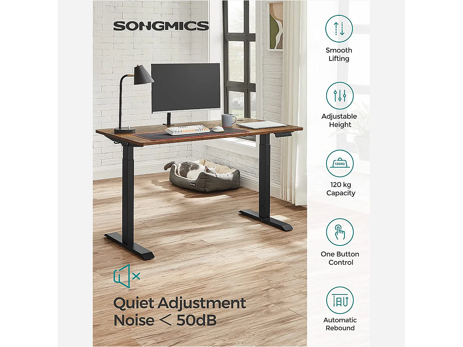 SONGMICS Double Motor Table Frame Height Adjustable Black
