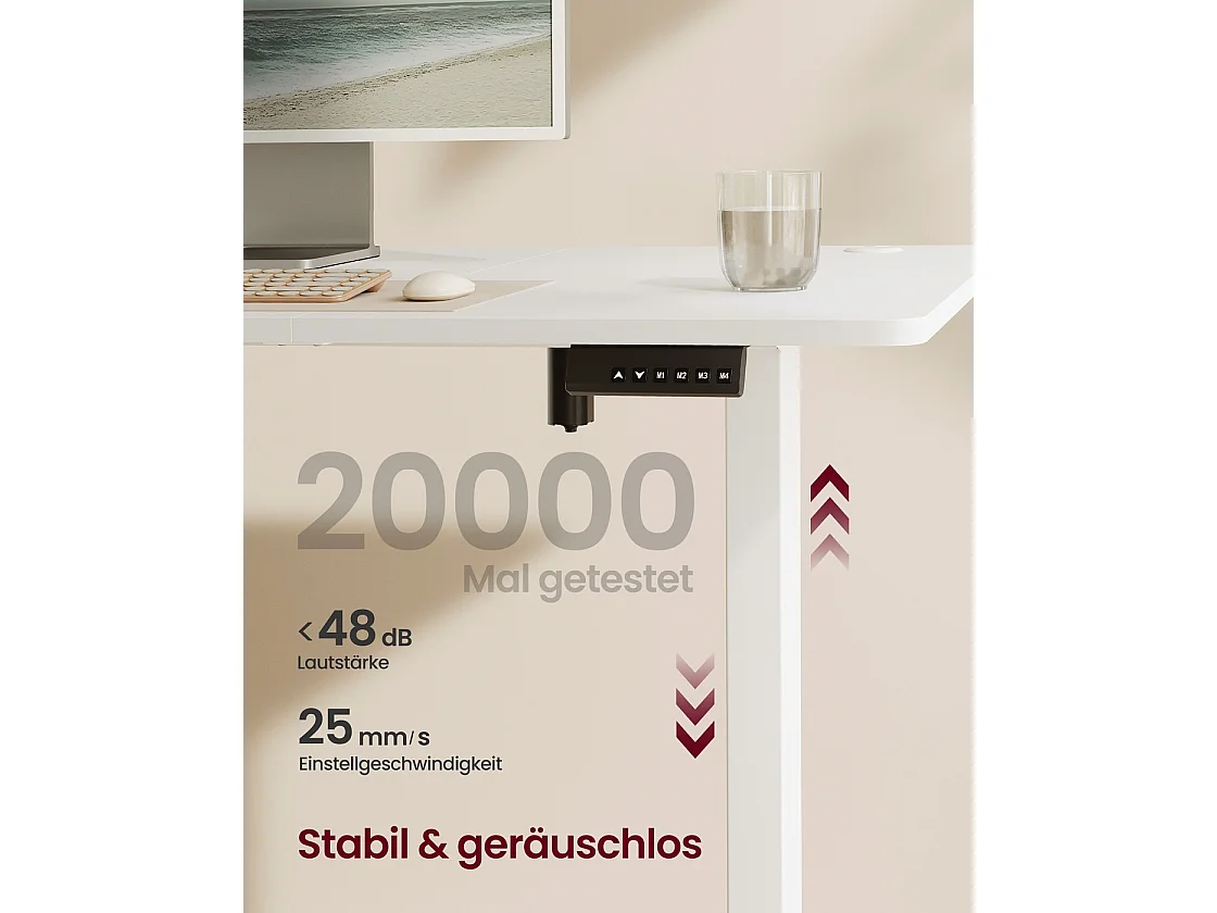 Højdejusterbart elektrisk skrivebord 180 x 80 cm skyhvid