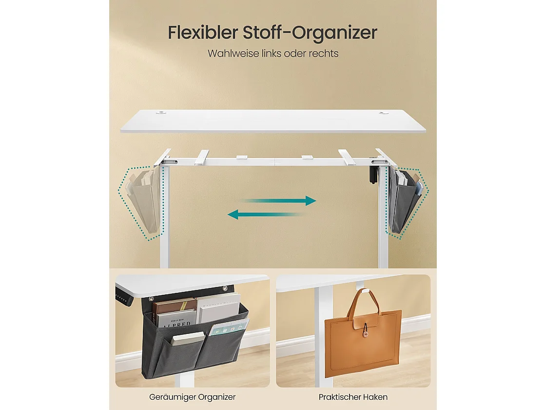 Højdejusterbart elektrisk skrivebord 70 x 160 x (72-120) cm