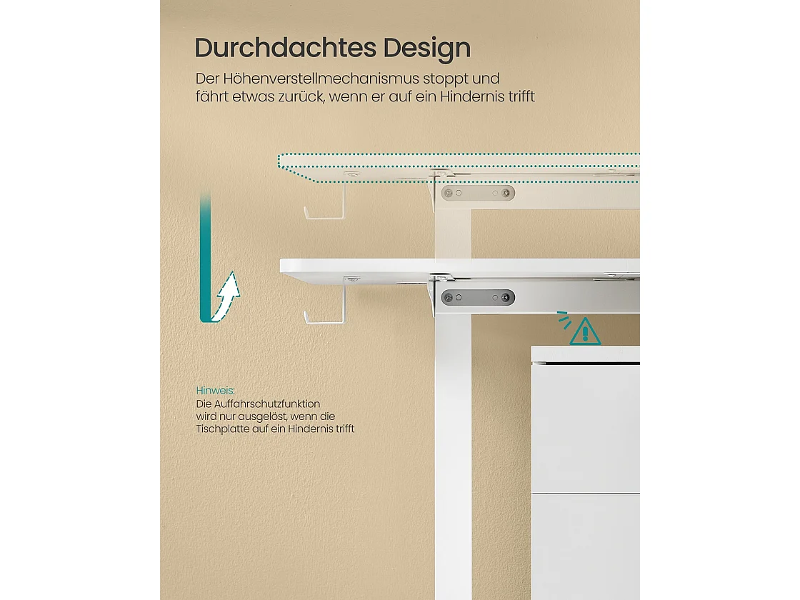 Højdejusterbart elektrisk skrivebord 70 x 160 x (72-120) cm