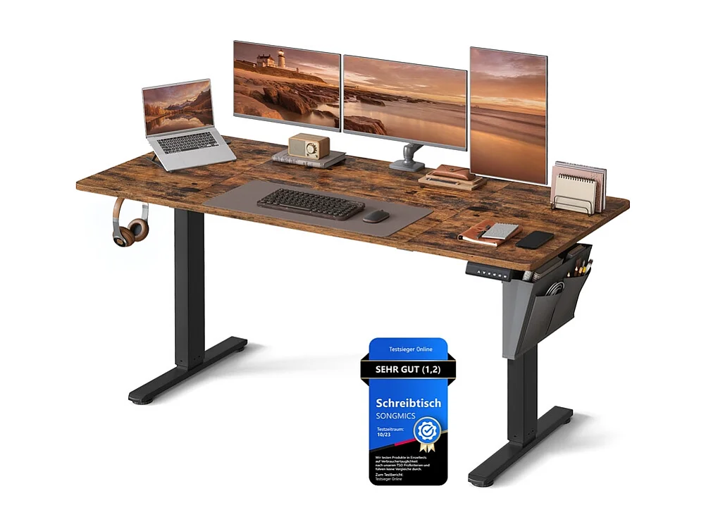 Højdejusterbart elektrisk skrivebord 70 x 160 x (72-120) cm