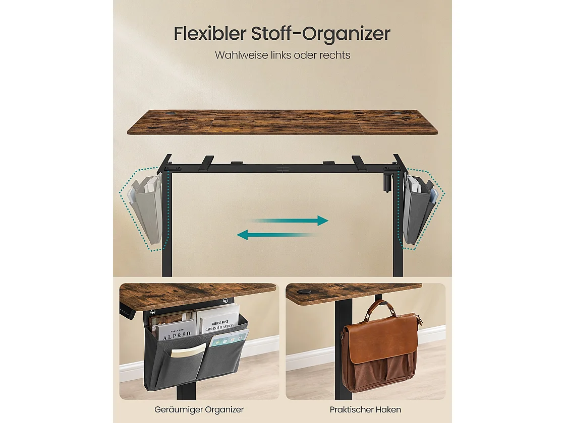 Højdejusterbart elektrisk skrivebord 70 x 160 x (72-120) cm