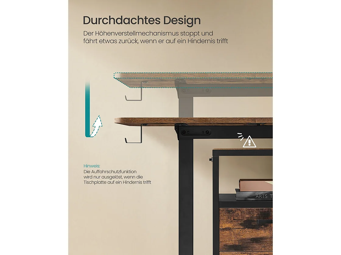 Højdejusterbart elektrisk skrivebord 70 x 160 x (72-120) cm