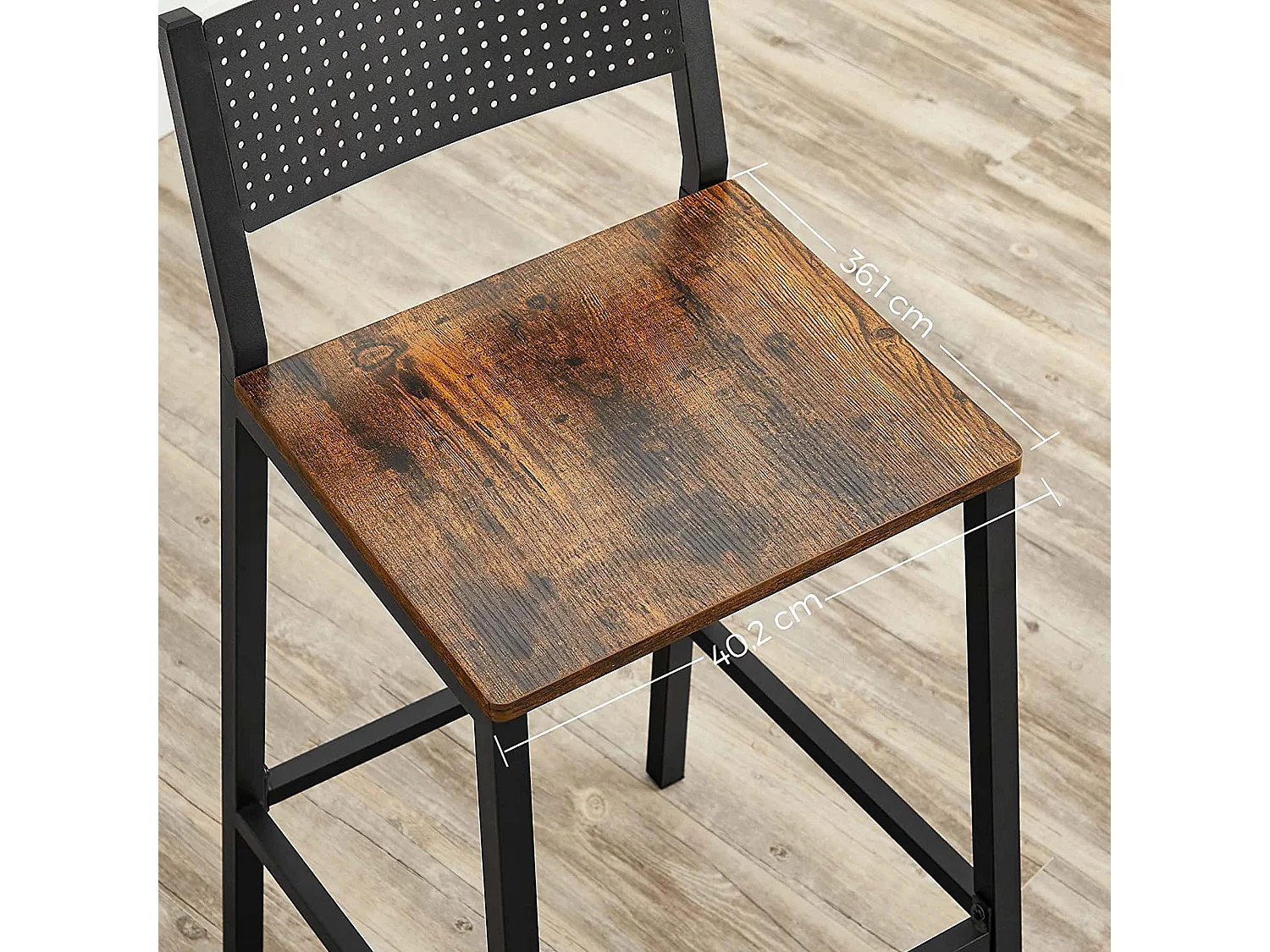 VASAGLE Barstol, barstol, køkkenstol, køkkenstol, stue, spisestue, industrielt design, vintage brun/sort LBC070B01