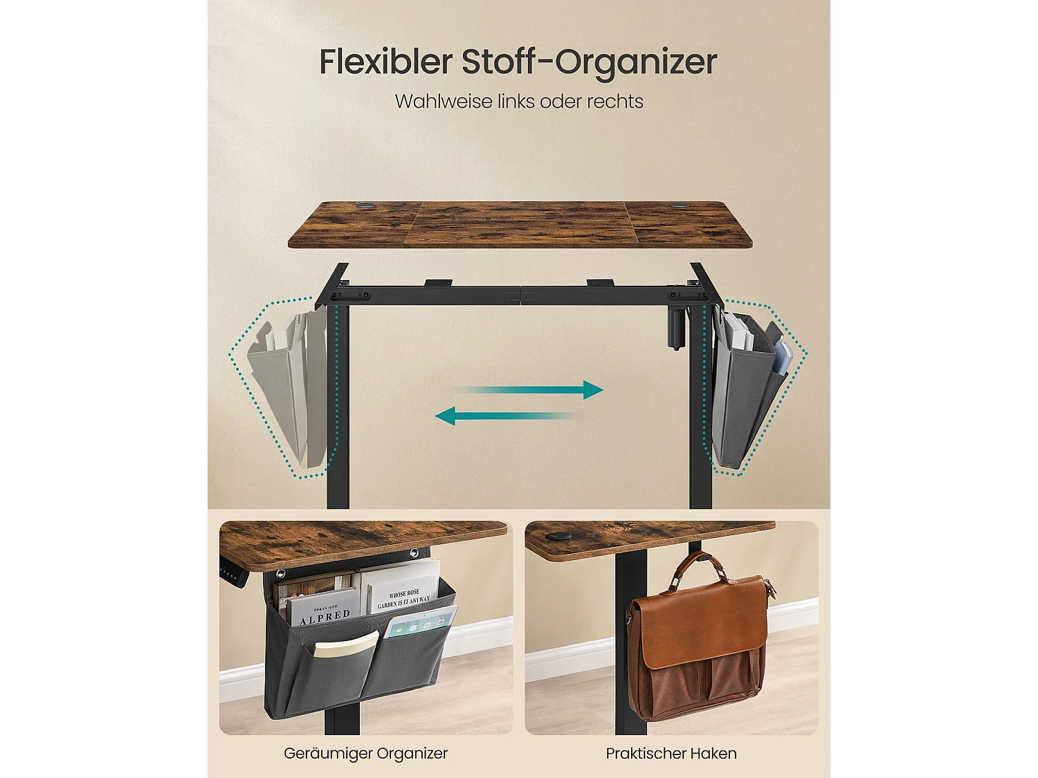 Height-adjustable electric desk 60 x 120 x (72-120) cm
