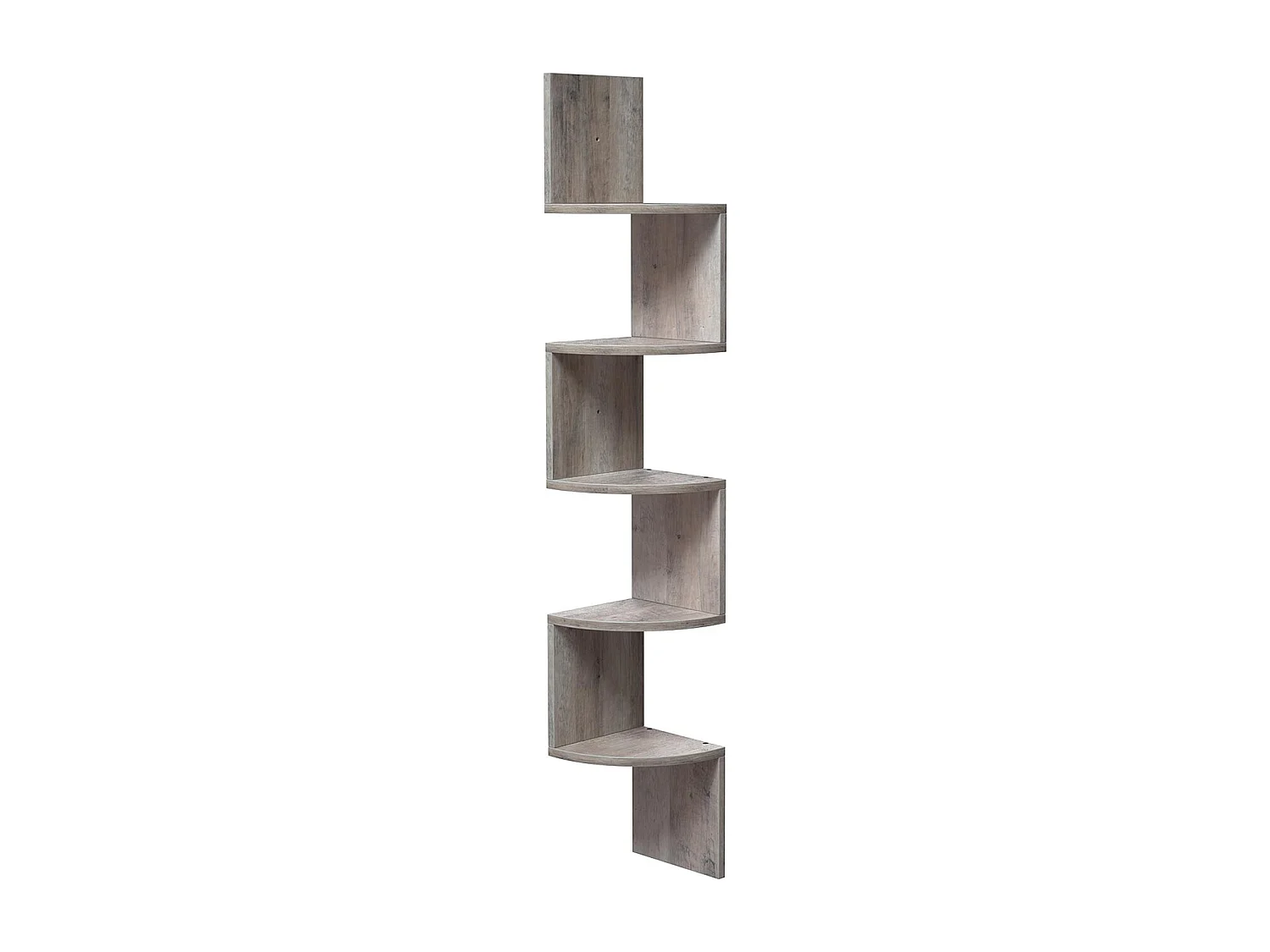 VASAGLE Hjørnehylde, 5-lags flydende væghylde med zigzag-design, boghylde, Greige LBC020M01