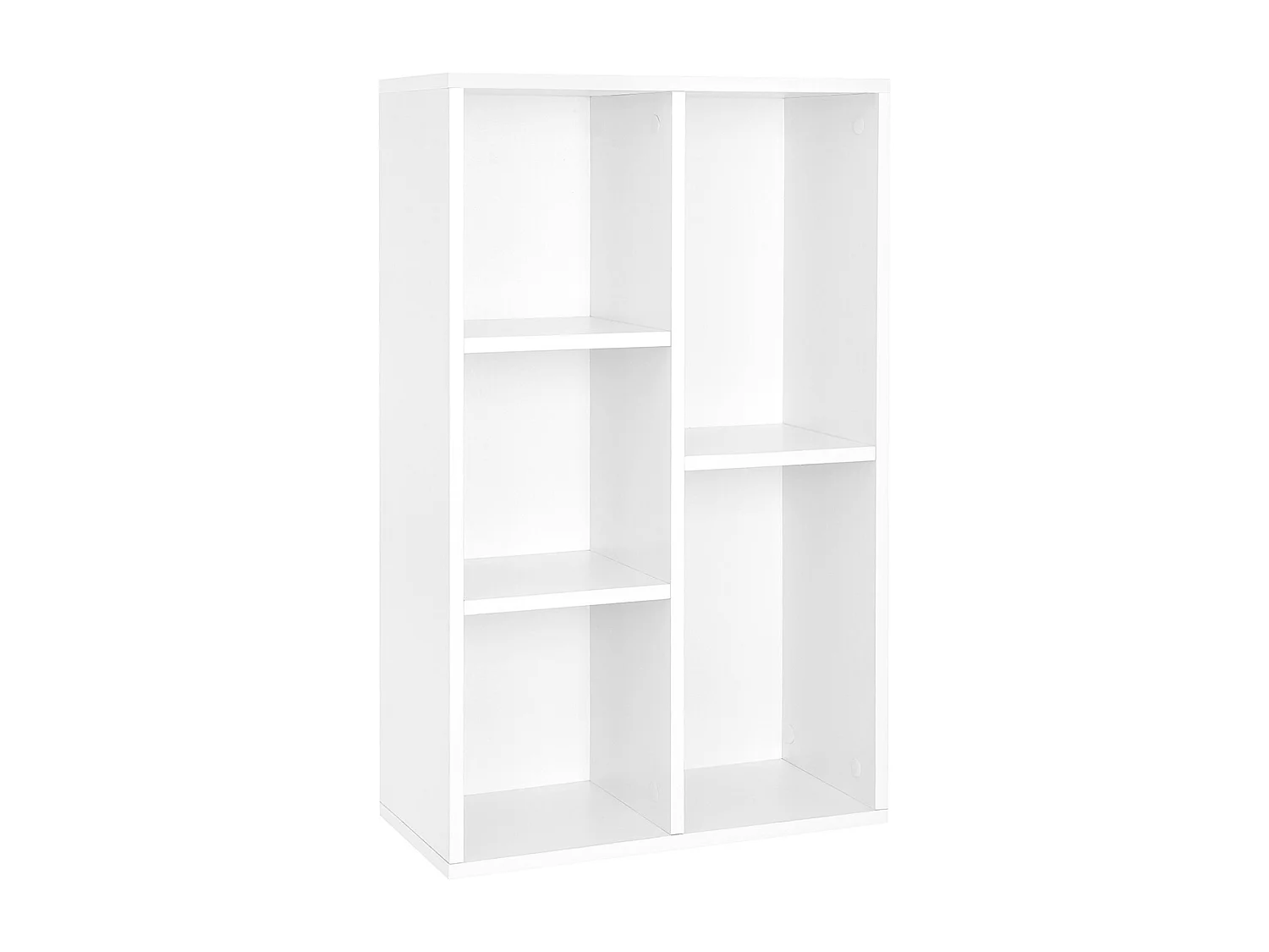 VASAGLE Bogreol, børnebogreol i træ med 5 rum, gulvstående opbevaringsenhed til filer, indretning, på børneværelset, 50 x 24 x 80 cm, hvid LBC25WT