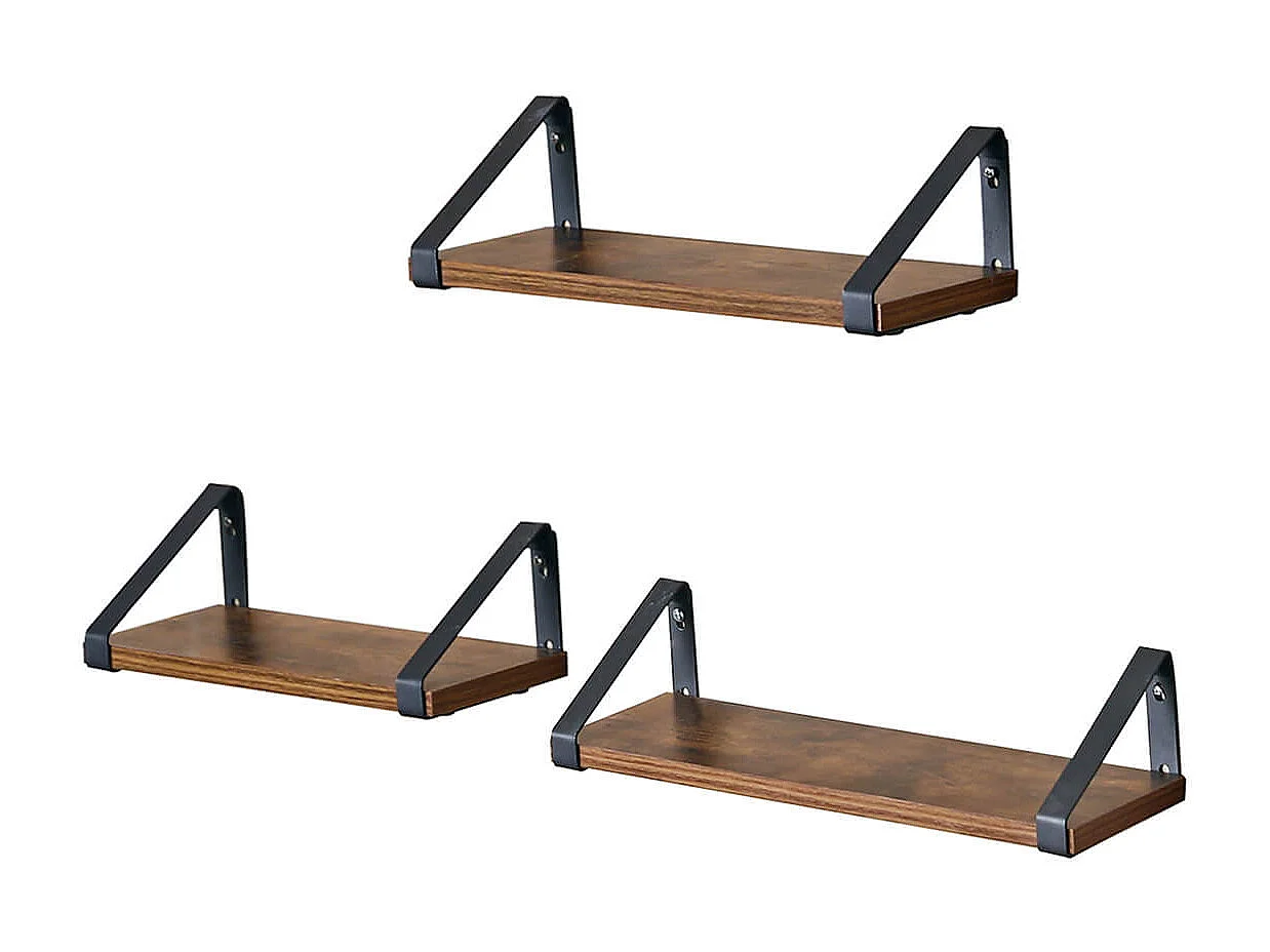 VASAGLE Wandregale, Industrielles Schweberegal zur Wandmontage, 3er Set, Stabiler Ständer für Wohnzimmer, Bad, Küche, Rustikal Braun LWS33BX