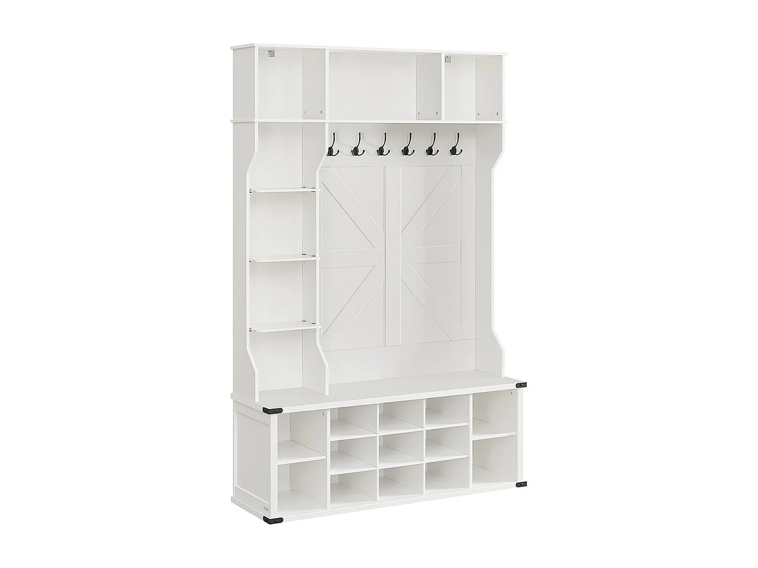 Portemanteau avec étagère à chaussures style campagnard blanc nuageux