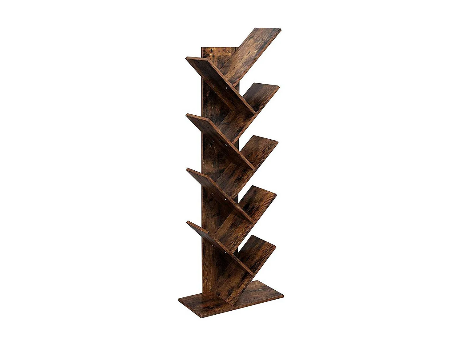 VASAGLE Tree Bookshelf, 8-etagers gulvstående bogreol med træhylder til stuen, hjemmekontoret, rustik brun LBC11BX