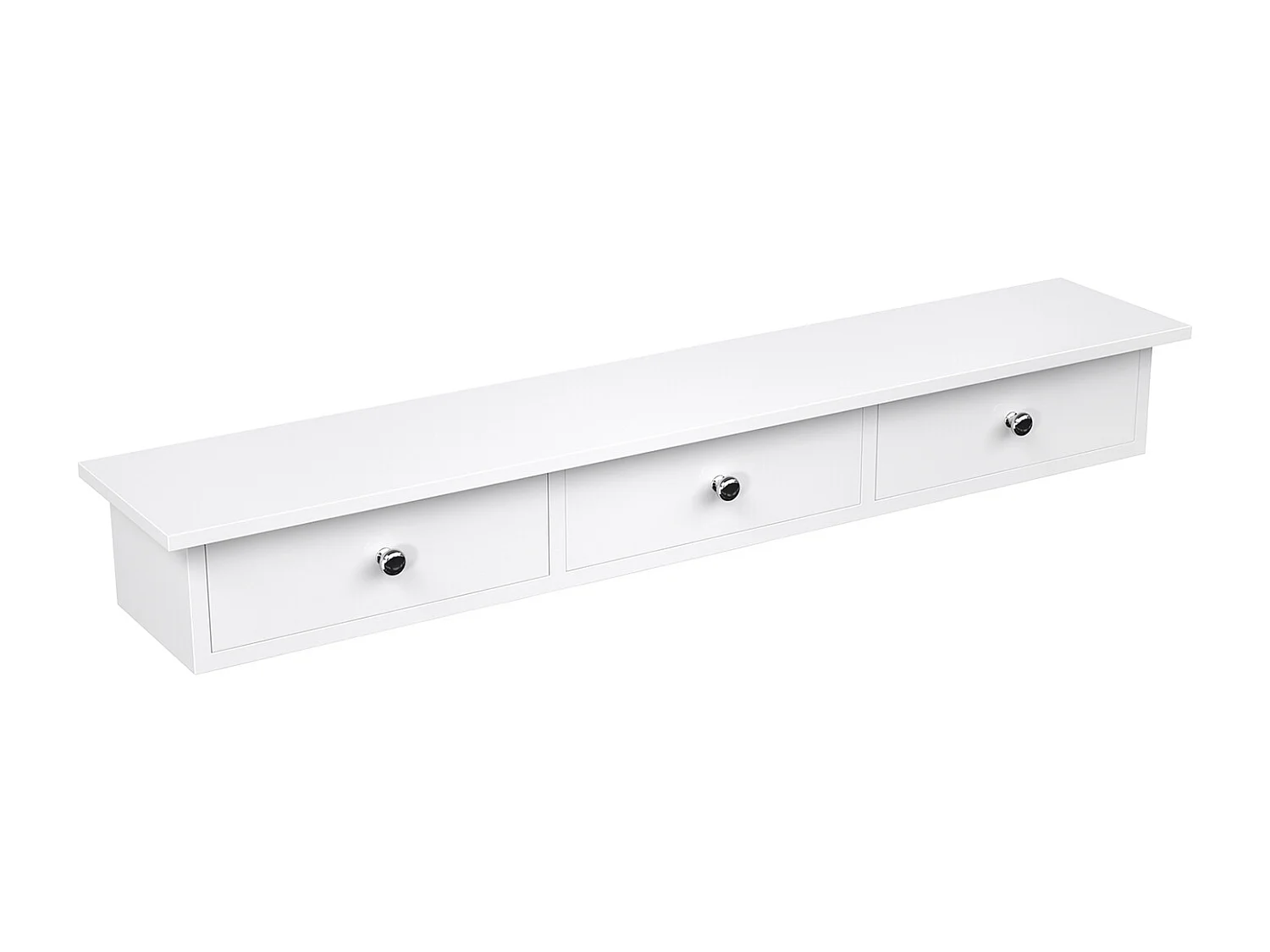 SONGMICS Floating Wall Shelf with 3 Drawers, Hallway Storage Shelf, 80 x 15 x 10 cm, Living Room, Bedroom, Kitchen, High Gloss Paint, White LWS085W01