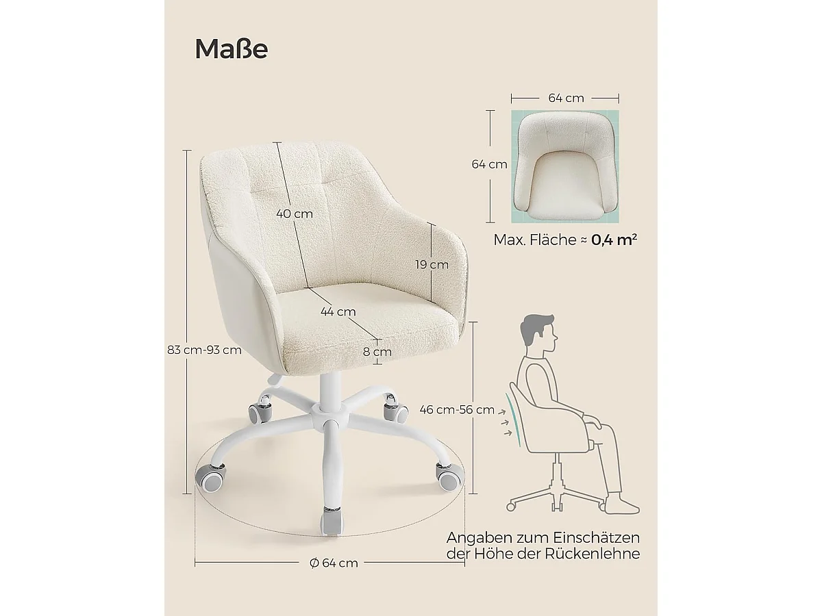 Kontorstol op til 110 kg cappuccino beige