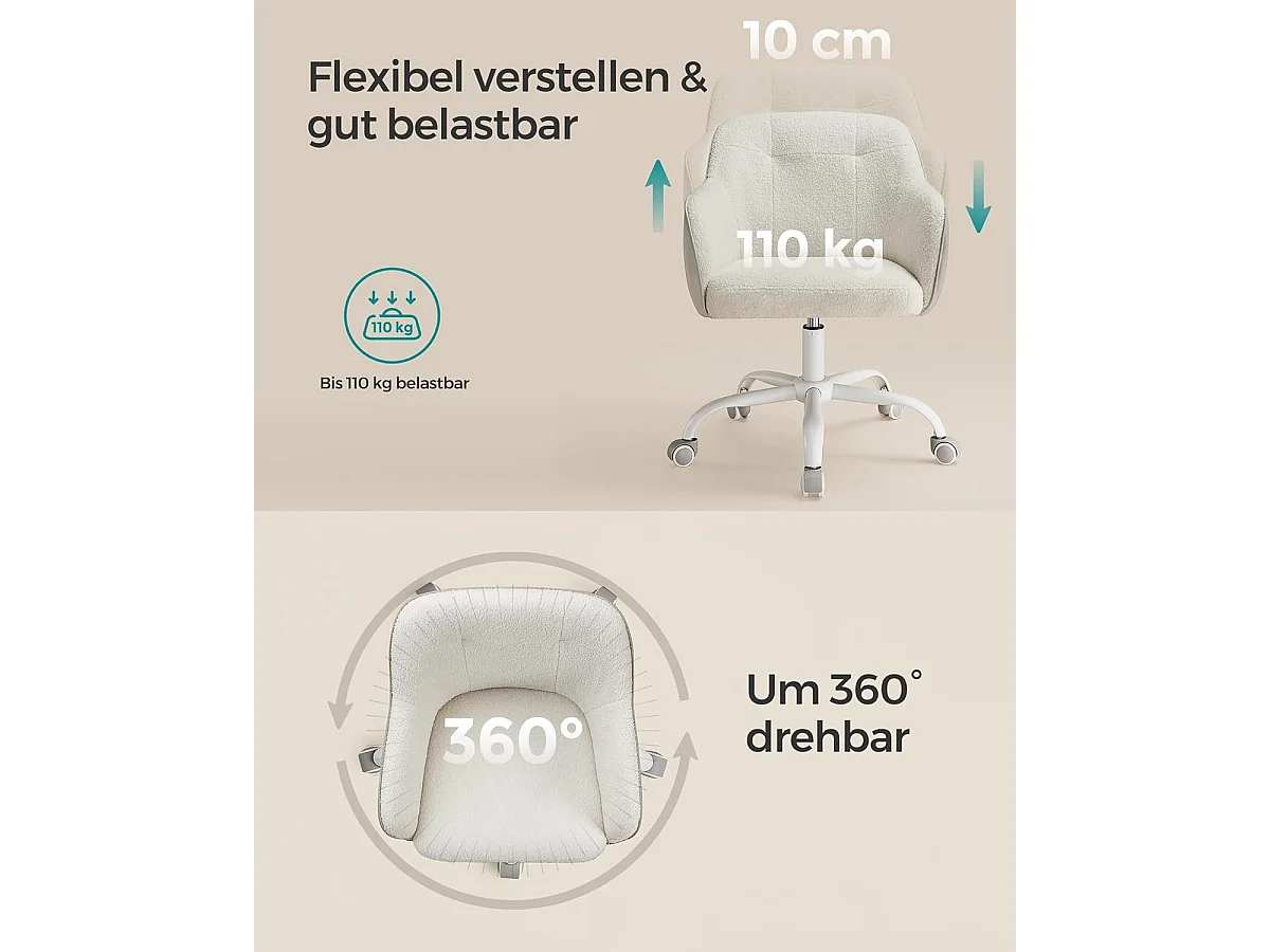 Kontorstol op til 110 kg cappuccino beige