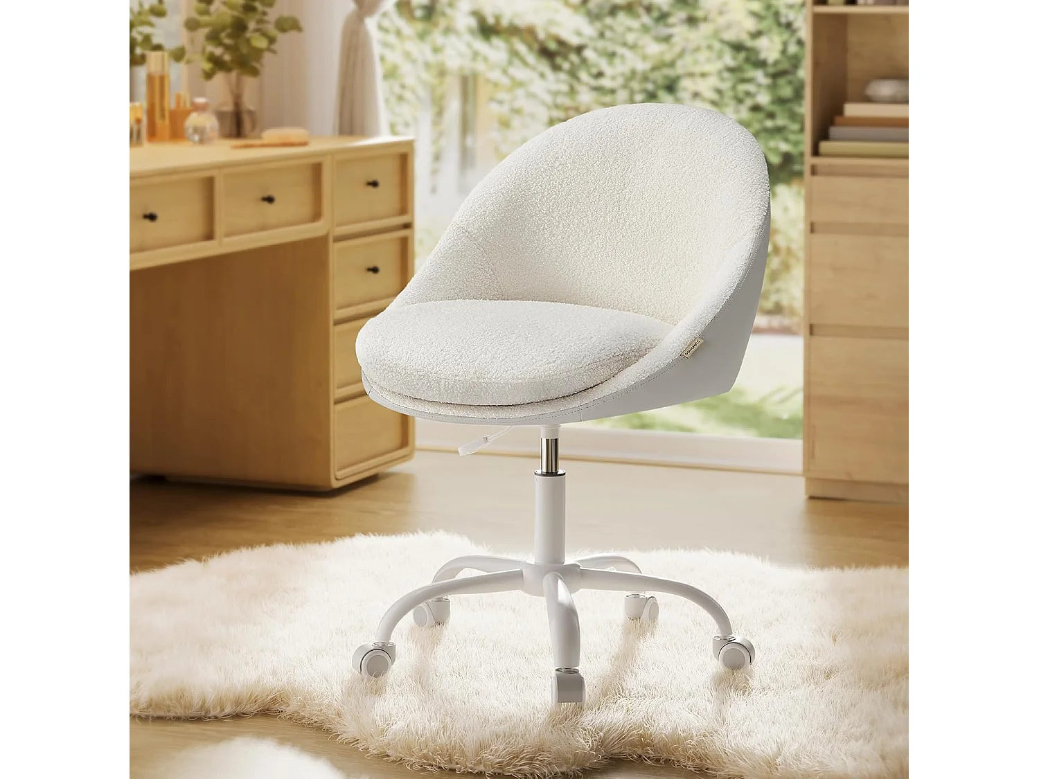 Kontorstol i fløjl, højdejusterbar, cappuccino beige-cloud white