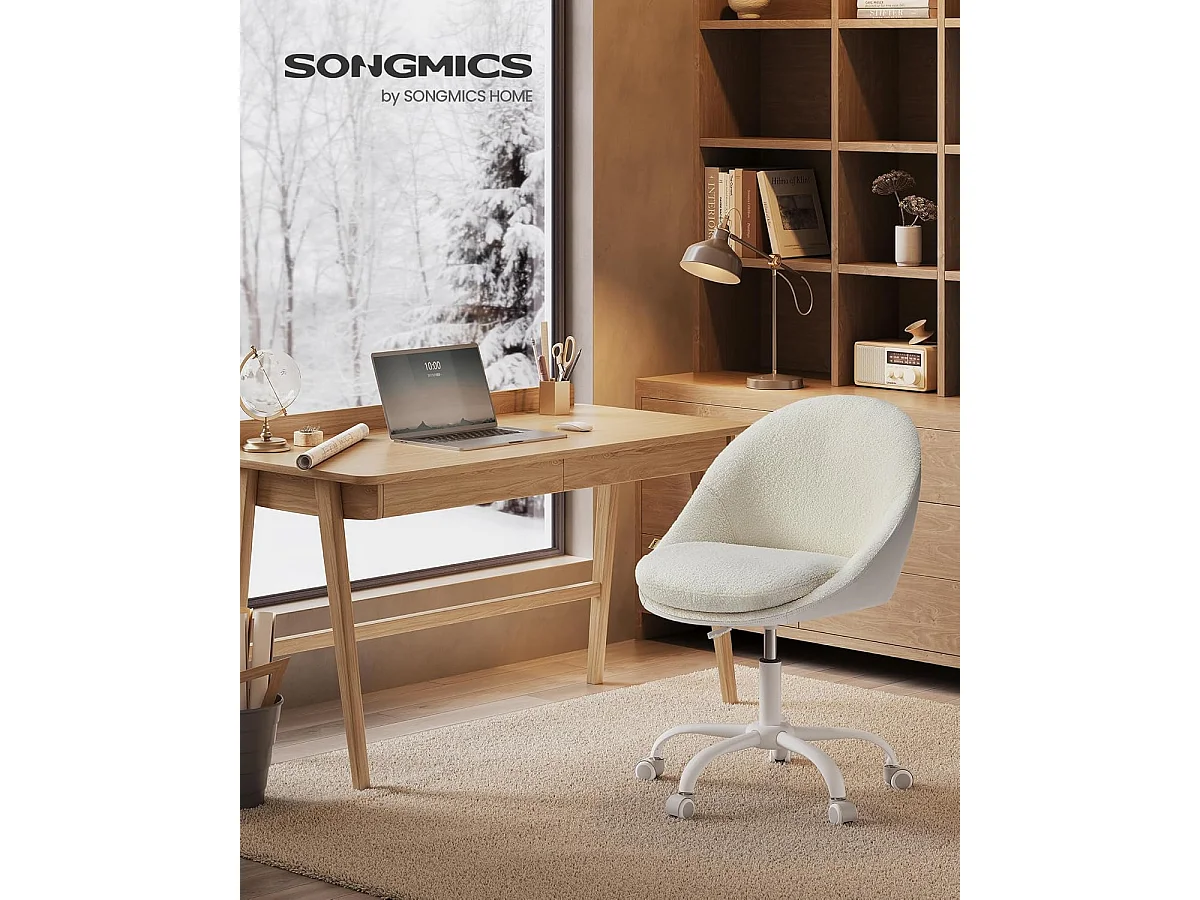 Kontorstol i fløjl, højdejusterbar, cappuccino beige-cloud white