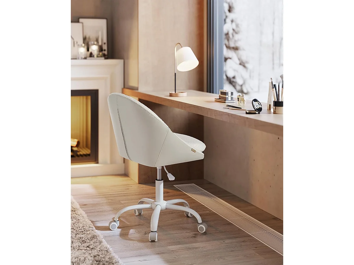 Kontorstol i fløjl, højdejusterbar, cappuccino beige-cloud white
