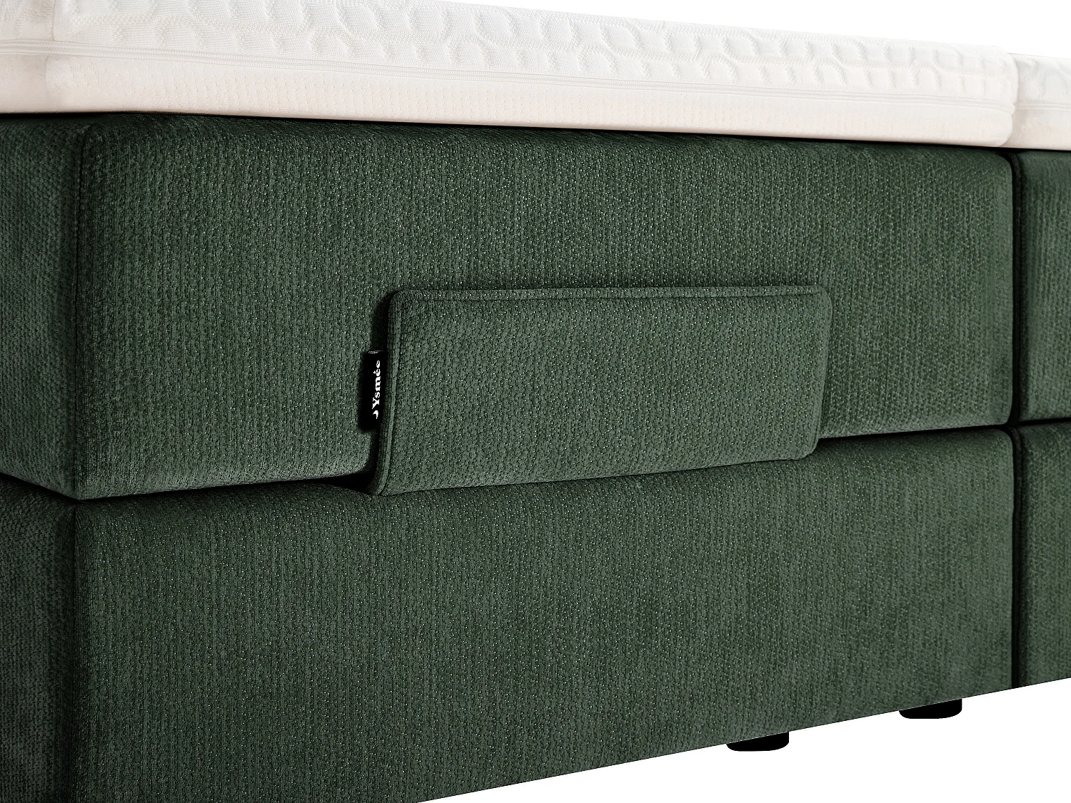 Ensemble complet boxspring tête de lit + sommiers relaxation électrique + matelas + surmatelas - 2 x 80 x 200 cm - Tissu chenille - Vert - HELOZA de YSMÉE