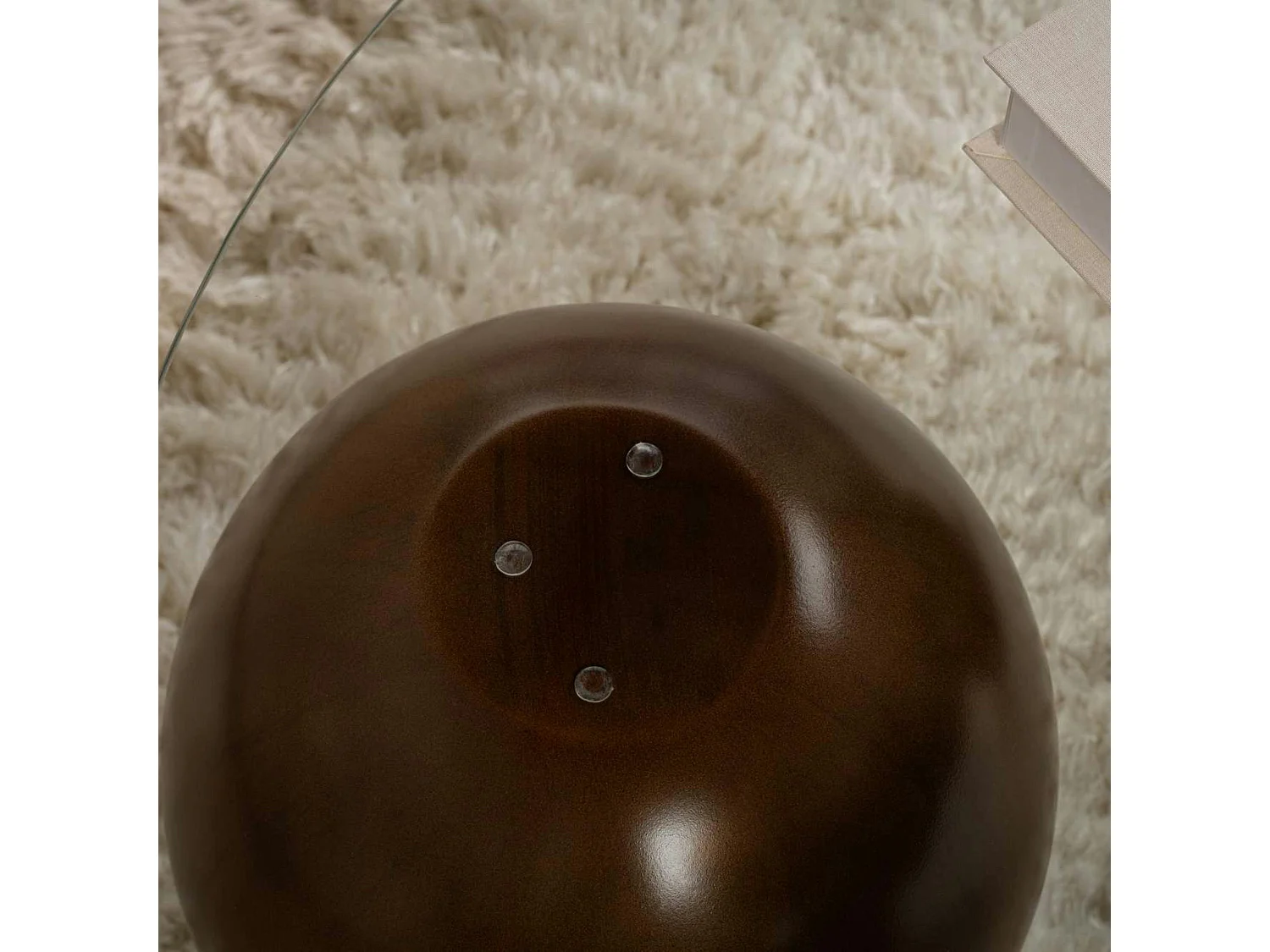 Table basse ronde en verre 3 pieds boule KOCHI