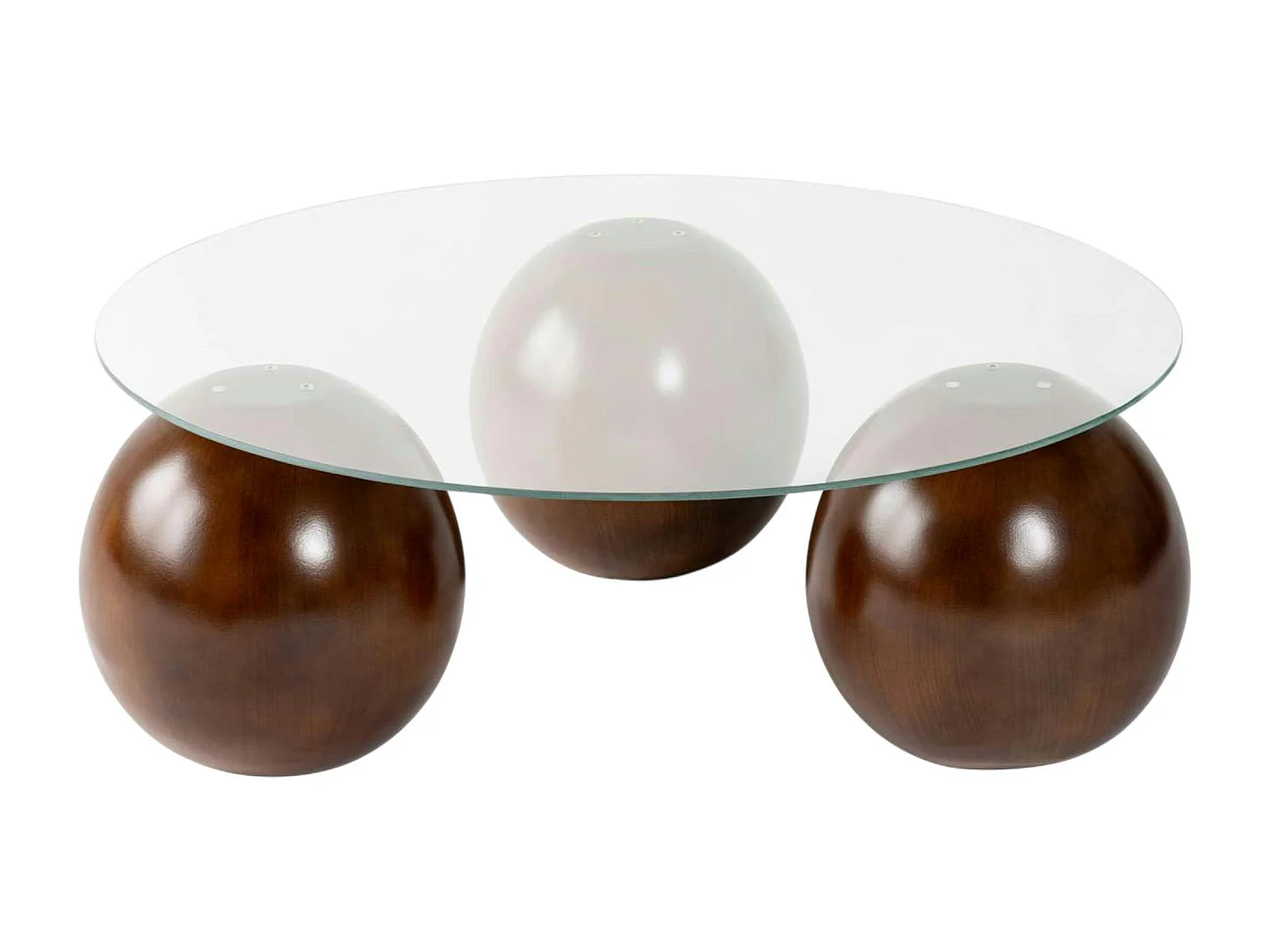 Table basse ronde en verre 3 pieds boule KOCHI