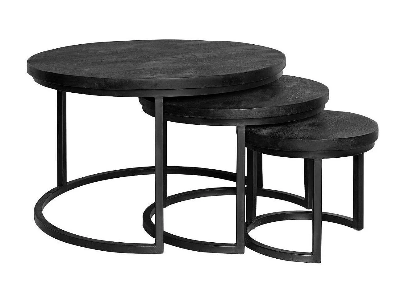 Table gigogne salon en bois noir (lot de 3) ALVERA