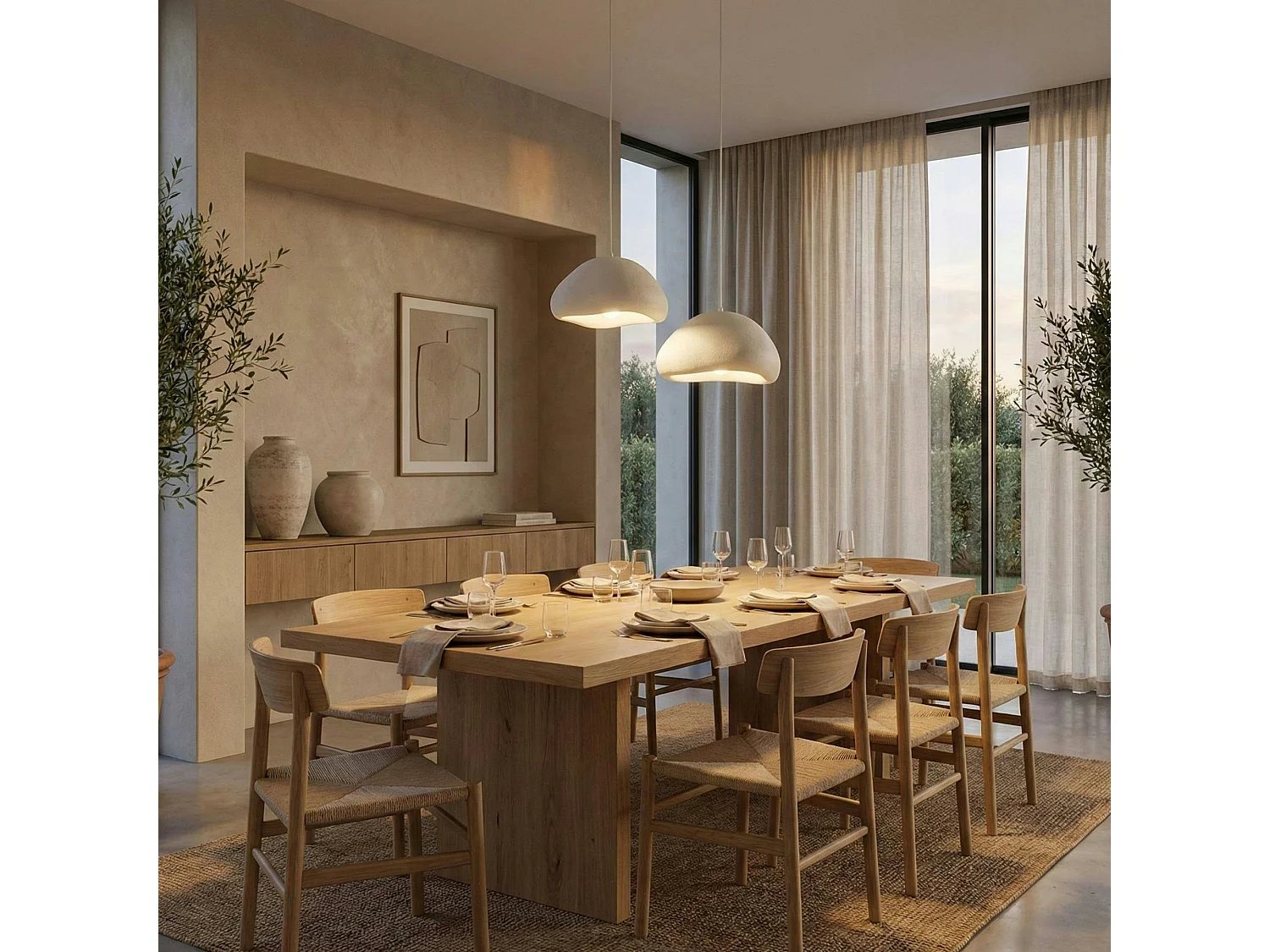 Suspension blanche design organique 2 abat-jour 74 cm NOXIS