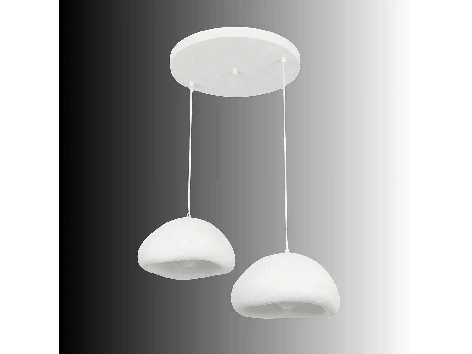 Suspension blanche design organique 2 abat-jour 74 cm NOXIS