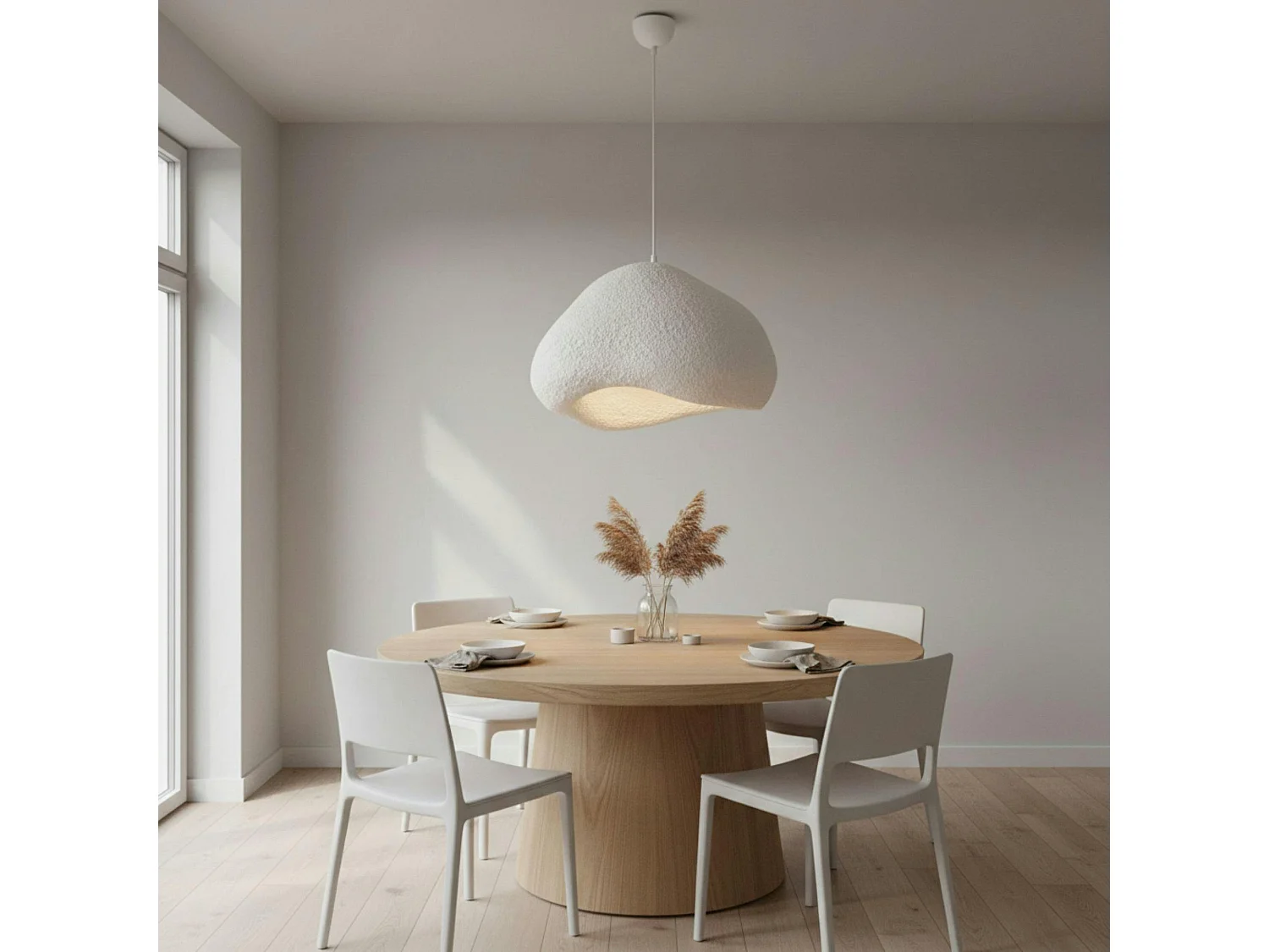 Grande suspension blanche design organique 50 cm NOXIS