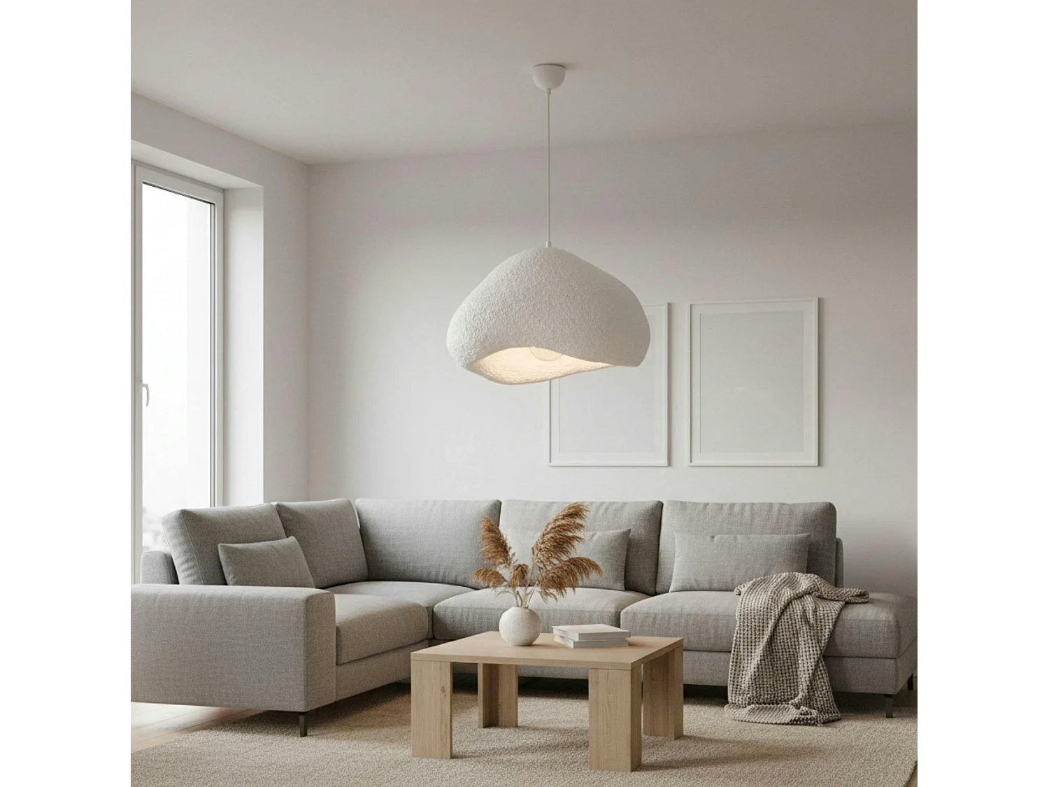 Grande suspension blanche design organique 50 cm NOXIS