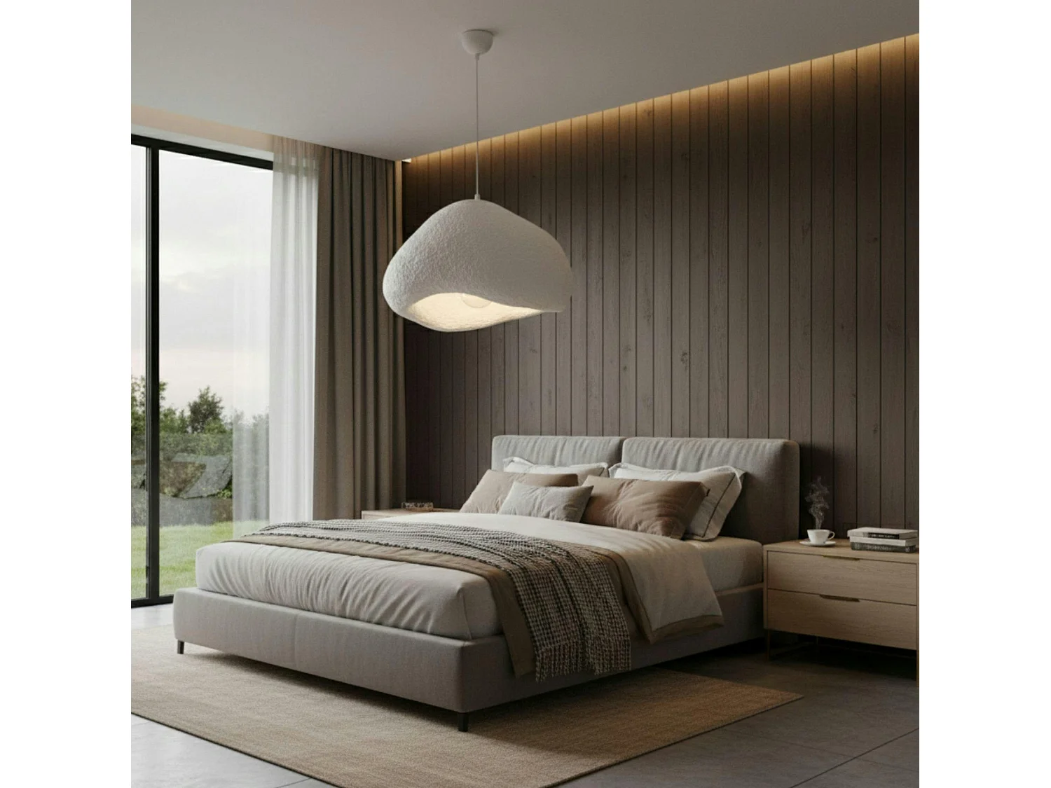 Grande suspension blanche design organique 50 cm NOXIS