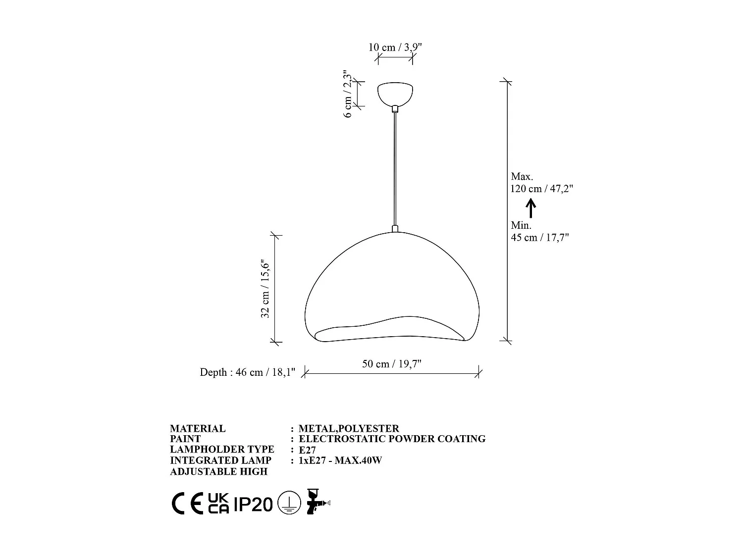 Grande suspension blanche design organique 50 cm NOXIS