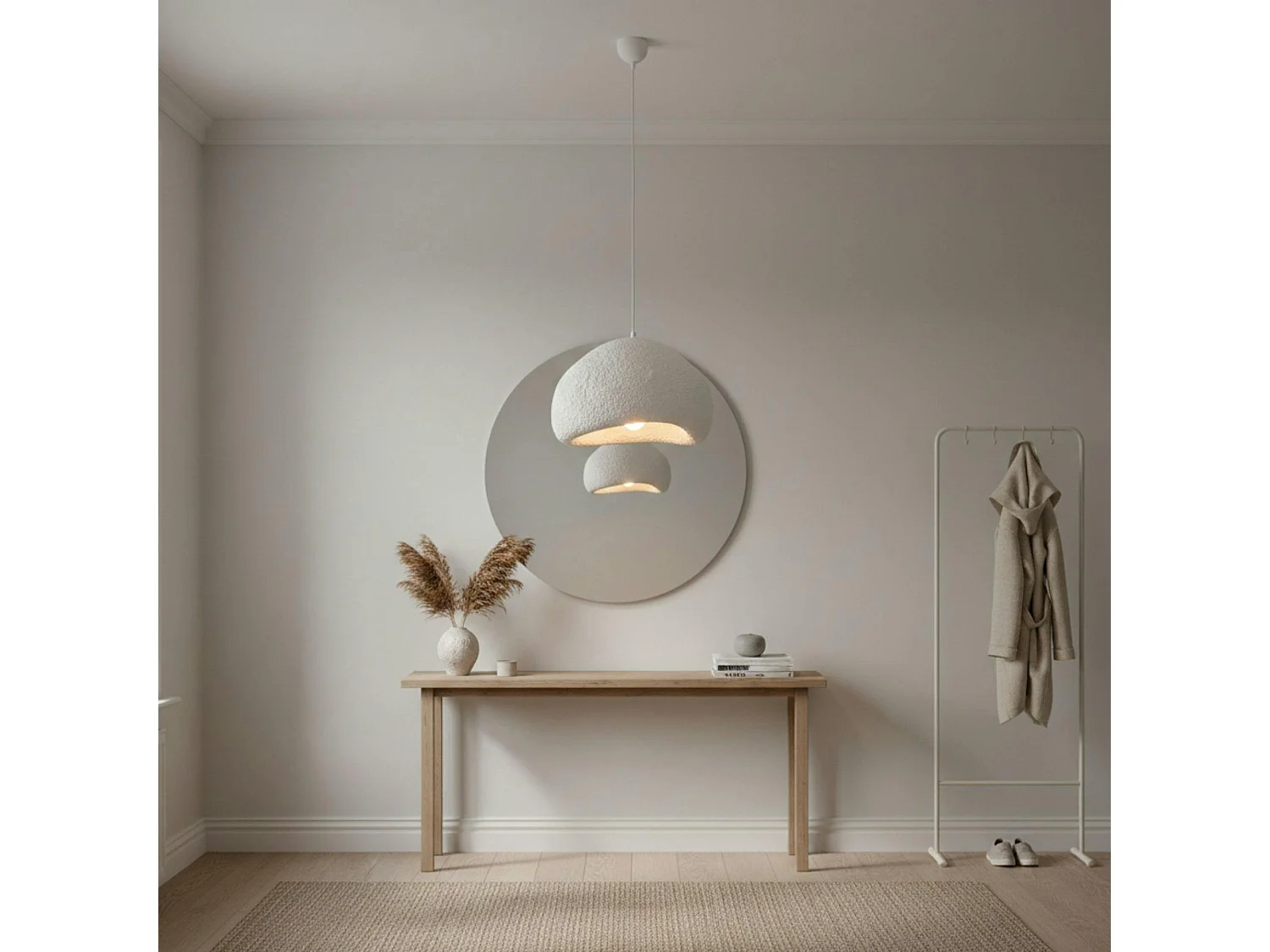 Suspension chambre blanche design organique 40 cm NOXIS