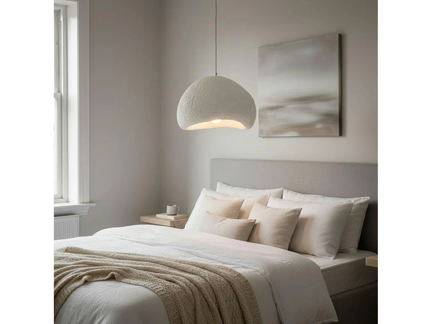 Suspension chambre blanche design organique 40 cm NOXIS