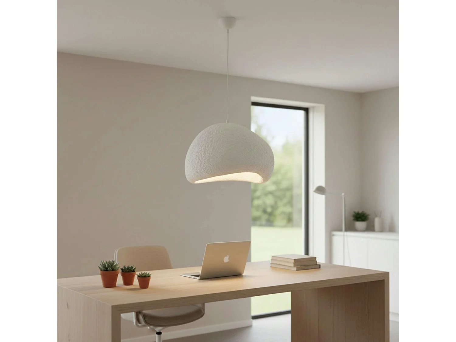 Suspension chambre blanche design organique 40 cm NOXIS